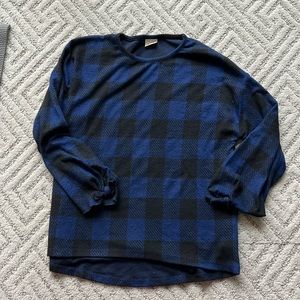 ZARA Girls Blue/Black Buffalo Check long sleeves top-size 11/12